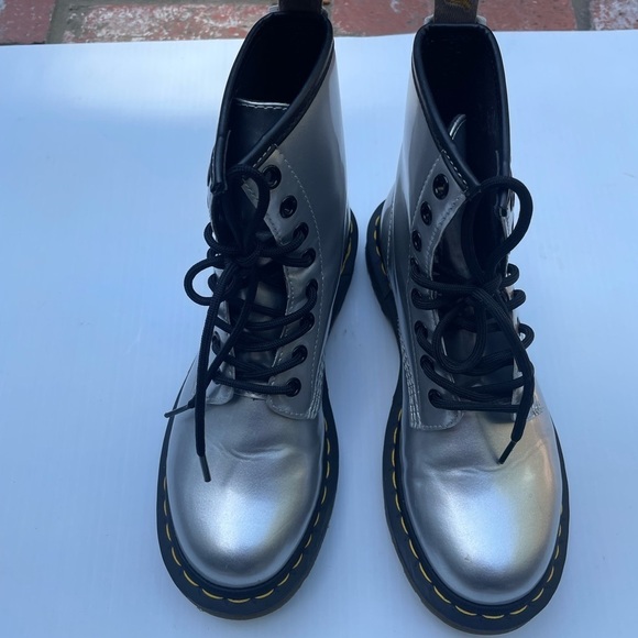 Dr. Martens 1460 Vegan Silver Metallic Chrome Boot - Picture 11 of 11
